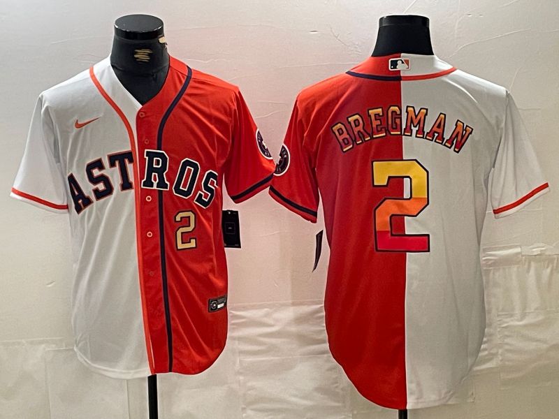 Men Houston Astros #2 Bregman White orange Nike 2024 MLB Jersey style 3